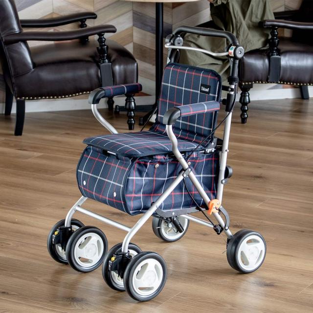 シルバーカー スタンダードタイプ テイコブ コンパクト 座れる 幸和製作所 （ カート 歩行器 歩行車 折りたたみ 軽量 アルミ製 大容量 介護 高齢者 おしゃれ 歩行補助 買い物 介護用 高さ調節 座面付き シニア ）_4