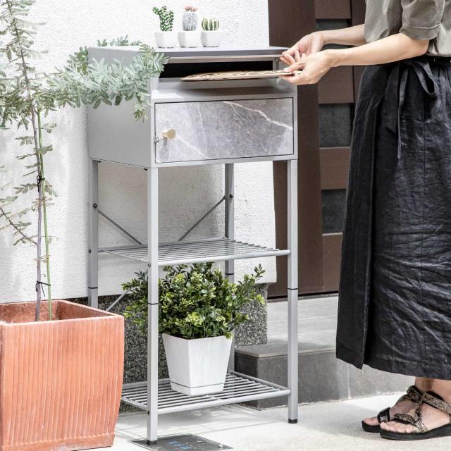 郵便ポスト スタンドポスト 大理石調 （ ガーデンポスト 郵便受け 置き