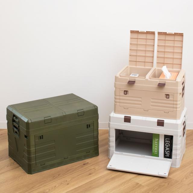 収納ボックス 2WAYオープン コンテナ L 同色3個セット 折りたたみ 幅58×奥行39×高さ40cm （ 収納ケース 収納 ボックス 前開き 折りたたみコンテナ 積み重ね ふた付き スタッキング プラスチック ストッカーアウトドア ）_19