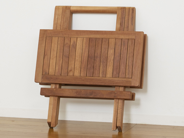 テーブル 折りたたみ 天然木 チーク材 約幅50cm （ 完成品 折りたたみ