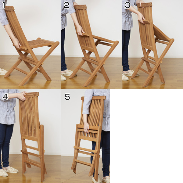 折りたたみチェア 2脚セット 天然木 チーク材 座面高46.5cm （ 完成品 折りたたみ 折り畳み コンパクト チェア チェアー 椅子 イス いす 折り畳みいす 折りたたみ椅子 木製 軽量 持ち運び 来客 来客用 予備 省スペース ）_5