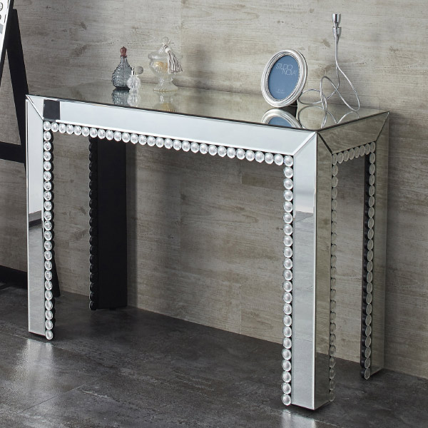 デスク コスメテーブル ミラー仕上げ 幅101cm （ 開梱設置 化粧 収納 ミラー付 テーブル ミラー 化粧机 ディスプレイ ゴージャス 姫系 つくえ 机 かわいい ドレッサー ネイル サロン ）