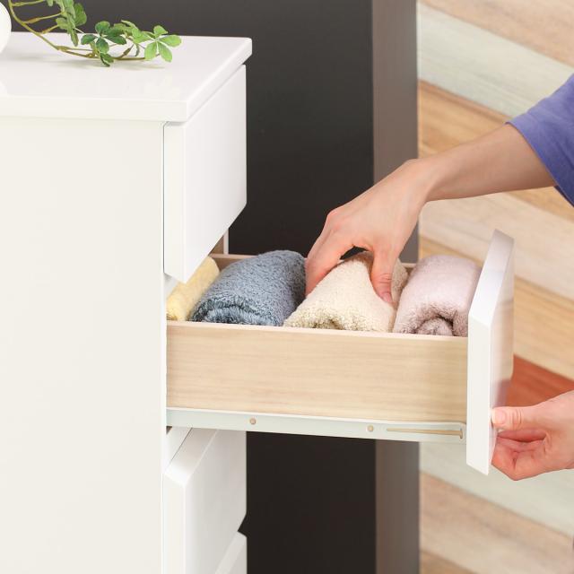 完成品　リビング チェスト スリム コンパクト タンス おしゃれ 幅30cm 白 クロシオ スリムチェスト 5段 鏡面仕上げ 幅30cm （ 収納