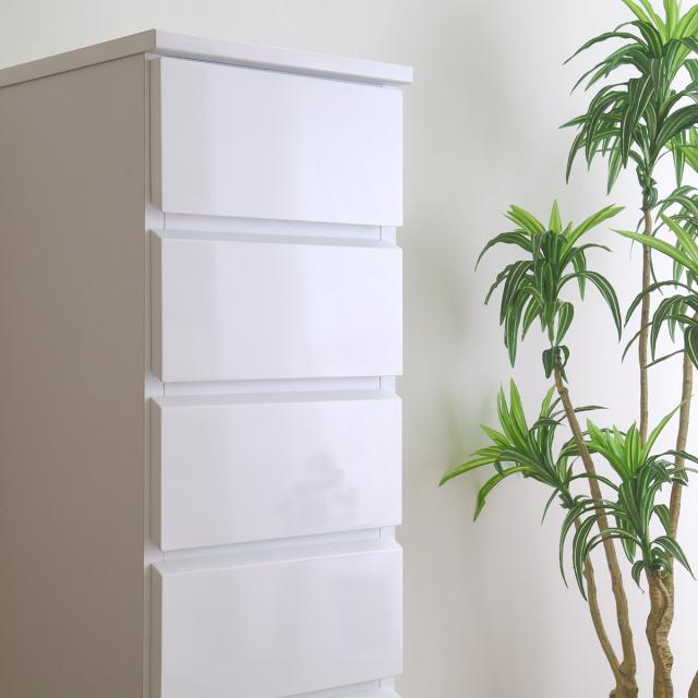 完成品　リビング チェスト スリム コンパクト タンス おしゃれ 幅30cm 白 クロシオ スリムチェスト 5段 鏡面仕上げ 幅30cm （ 収納