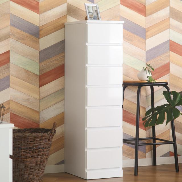 スリムチェスト 7段 鏡面仕上げ 幅30cm （ 収納 チェスト スリム 完成品 ハイチェスト タンス 白 ホワイト リビングチェスト リビング収納 衣類収納 引き出し おしゃれ リビング 小物収納 木製 洋服タンス 子供部屋 ）の通販は 24,280円