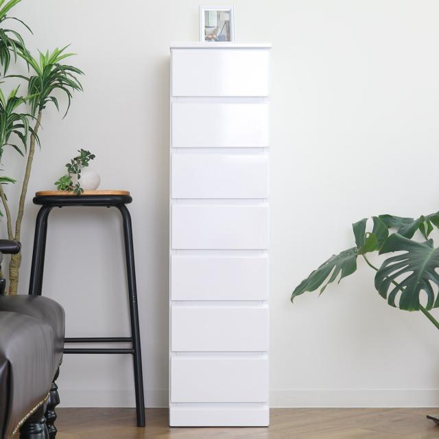 スリムチェスト 7段 鏡面仕上げ 幅30cm （ 収納 チェスト スリム 完成品 ハイチェスト タンス 白 ホワイト リビングチェスト リビング収納 衣類収納 引き出し おしゃれ リビング 小物収納 木製 洋服タンス 子供部屋 チェストタンス 完成品）の通販は 24,280円