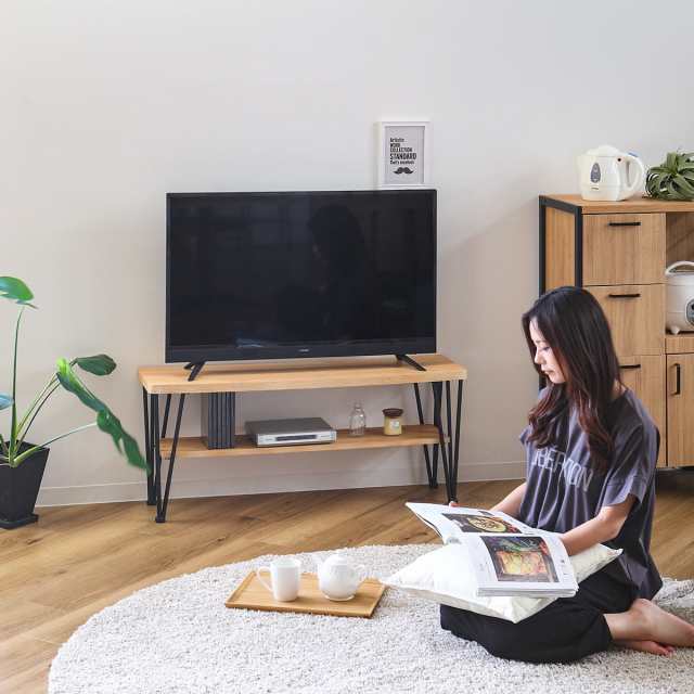テレビ台 ローボード ヴィンテージ調 スチール脚 ART 幅105cm （ オープンラック 木製 テレビラック 飾り棚 ラック TV台 リビング収納 TVラック 収納 リビングボード 木目 スチール シンプル モダン おしゃれ ひとり暮らし ）の通販は