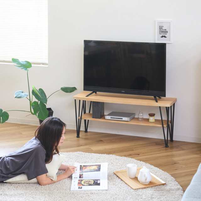 テレビ台 ローボード ヴィンテージ調 スチール脚 ART 幅105cm （ オープンラック 木製 テレビラック 飾り棚 ラック TV台 リビング収納 TVラック 収納 リビングボード 木目 スチール シンプル モダン おしゃれ ひとり暮らし ）の通販は