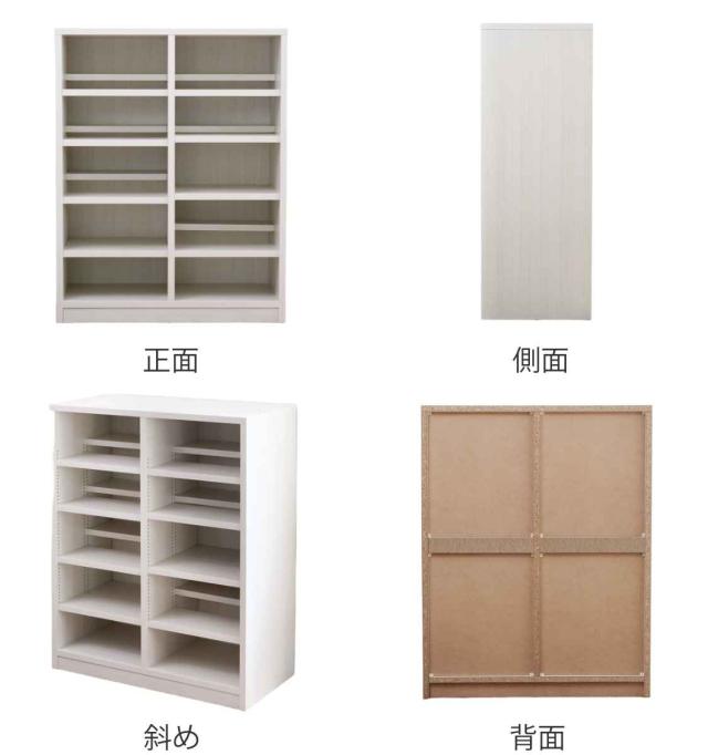 本棚 コミックラック 5段2列 前後棚板 幅90cm （ ラック 棚 シェルフ 飾り棚 収納 日本製 ディスプレイラック 家具 大容量 強化棚板 可動棚 シンプル ）_2