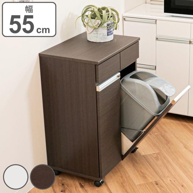 ゴミ箱 38L 2分別 カウンター型 幅55cm 完成品 （ ごみ箱 19L×2 カウンター 収納 分別 ペール付き キッチン収納 ゴミ箱に見えない シンプル おしゃれ カウンターキッチン 引き出し キャスター 付き ペールカウンター ）の通販は