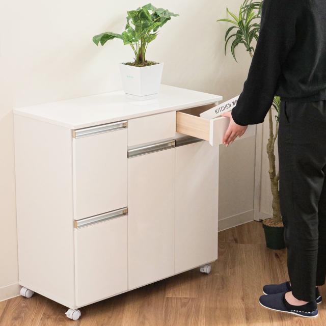 ダストボックス/蓋付きゴミ箱 〔3分別〕 幅82cm キャスター付き