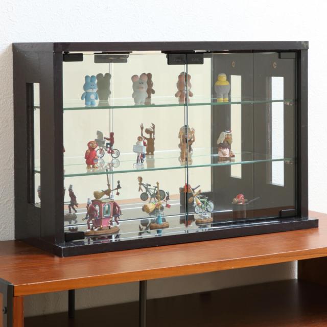卓上コレクションケース 幅60cm 横型 ガラス （ コレクションラック 卓上 収納 ディスプレイケース ガラス扉 飾り棚 フィギュア フィギュアケース 透明 ケース ガラス棚 背面ミラー ホワイト ダークブラウン ）_15