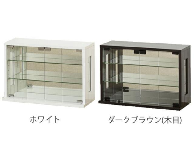 卓上コレクションケース 幅60cm 横型 ガラス （ コレクションラック 卓上 収納 ディスプレイケース ガラス扉 飾り棚 フィギュア フィギュアケース 透明 ケース ガラス棚 背面ミラー ホワイト ダークブラウン ）_3