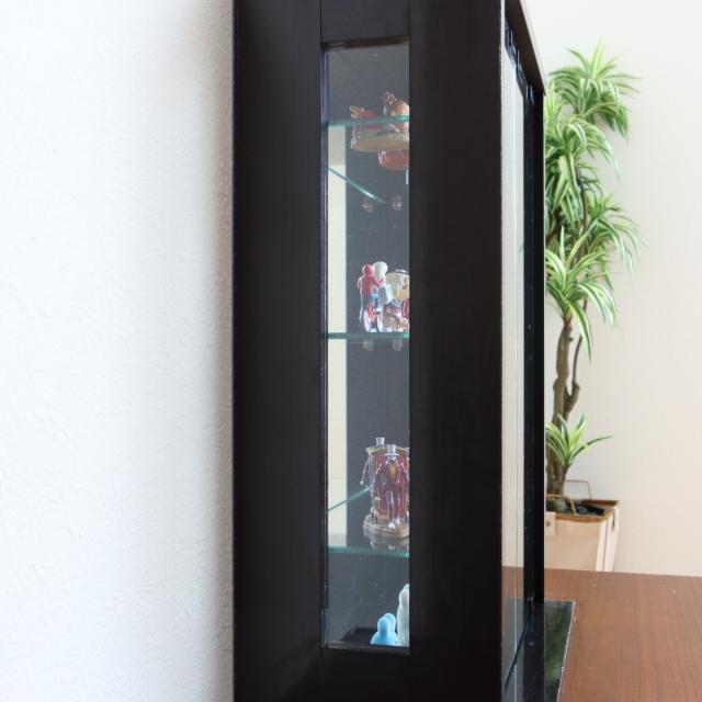 卓上コレクションケース 幅60cm 横型 ガラス （ コレクションラック 卓上 収納 ディスプレイケース ガラス扉 飾り棚 フィギュア フィギュアケース 透明 ケース ガラス棚 背面ミラー ホワイト ダークブラウン ）_9