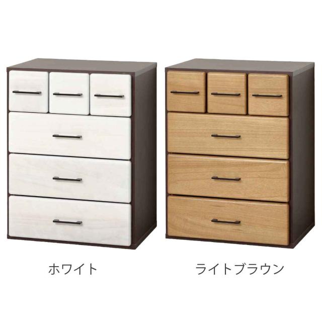 チェスト 縦横自在 引出し6杯 幅56.5-74cm （ 収納 家具 棚 ラック 縦置き 横置き 日本製 完成品 リビング収納 整理棚 引き出し ツートン ホワイト ライトブラウン ）