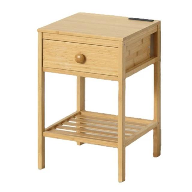 サイドテーブル 高さ61cm 引出し付 Bamboo （ 竹製 コンセント付き ナイトテーブル ミニテーブル ソファ ベッド 横 収納 棚 ラック コンパクト ナチュラル モダン 和モダン ）_13