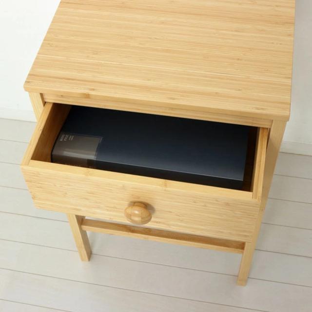 サイドテーブル 高さ61cm 引出し付 Bamboo （ 竹製 コンセント付き ナイトテーブル ミニテーブル ソファ ベッド 横 収納 棚 ラック コンパクト ナチュラル モダン 和モダン ）_4
