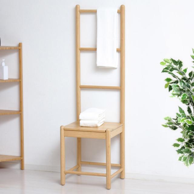 チェア 座面高42cm ディスプレイラック ラダーチェア Bamboo （ ラダーハンガー ハンガーラック ハシゴ はしご 収納 棚 玄関 リビング 脱衣所 ナチュラル モダン 和モダン ）