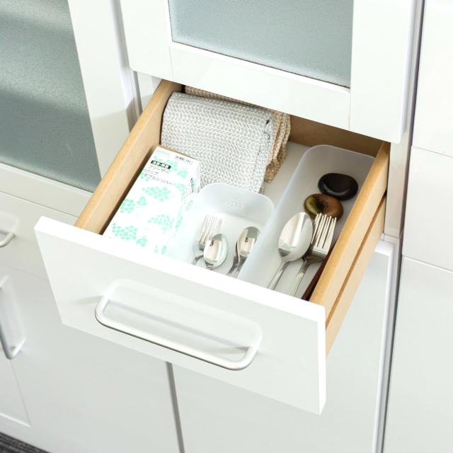 食器棚 幅30cm 高さ180cm メラミン すりガラス 背面化粧 （ カップボード キッチン 収納 可動棚 引出し 食器収納 スリム 隙間収納 ホワイト 転倒防止 家具 シンプル ）_5