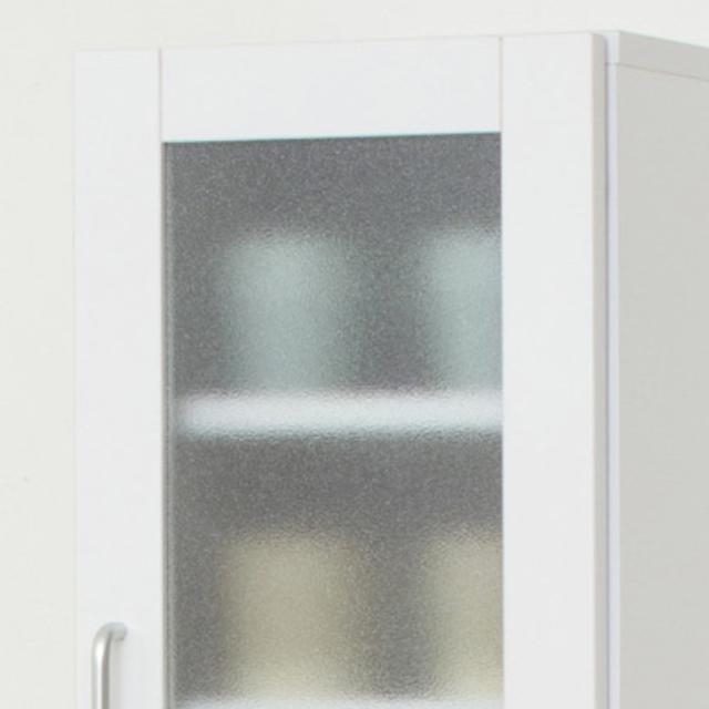 食器棚 幅30cm 高さ180cm メラミン すりガラス 背面化粧 （ カップボード キッチン 収納 可動棚 引出し 食器収納 スリム 隙間収納 ホワイト 転倒防止 家具 シンプル ）_7