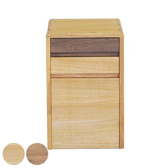 デスクワゴン 3段 無垢 キャスター付 幅35cm （ 開梱設置 木製 コンセント テーブル 勉強机 大人 天然木 収納 おしゃれ パソコンデスク PCデスク 作業机 オフィス家具 引き出し付 木目 ）