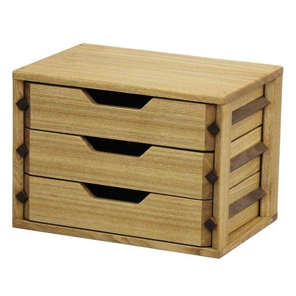 ミニチェスト B5 3段 2個セット レターケース 天然木 タモ材 （ 開梱設置 チェスト 収納 小物収納 引き出し 卓上 デスク 木製チェスト 書類 小物入れ 無垢材 完成品 木製 ）_7