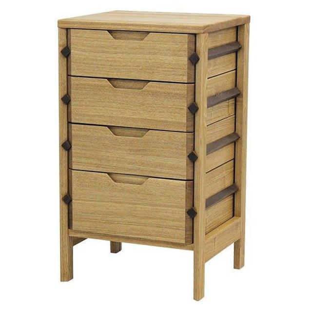 サイドチェスト 4段 天然木 タモ材 幅40cm （ 開梱設置 チェスト タンス 収納 引き出し 木製チェスト ミニチェスト 書類 ベッドサイド 整理棚 小物入れ 無垢材 完成品 木製 ）の通販はチェスト