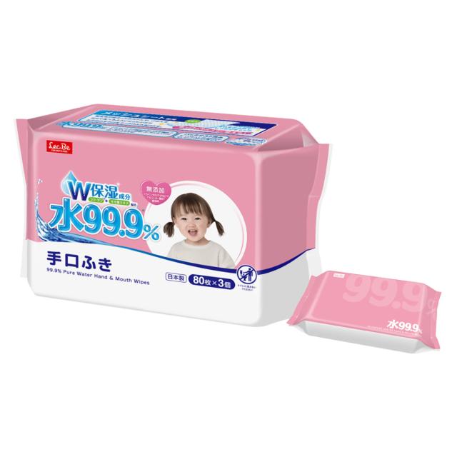 ウェットティッシュ 手口ふき 水99.9％ 80枚入り 48個セット （ ウェットシート 手口拭き 純水 99.9％ 日本製 赤ちゃん ベビー レック LEC おてふき お手拭き パラベンフリー ノンアルコール 無添加 衛生用品 ）