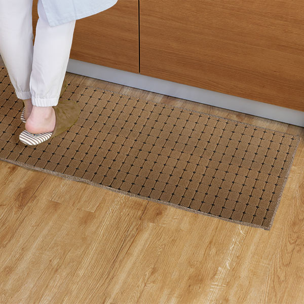 キッチンマット 1cm単位 オーダー 45×261〜280cm ドットスクア オーバーロック加工 （ 日本製 キッチン マット サイズオーダー 45cm イージーオーダー 防炎 抗菌 防ダニ 制電 台所マット 長さ選べる ）_9