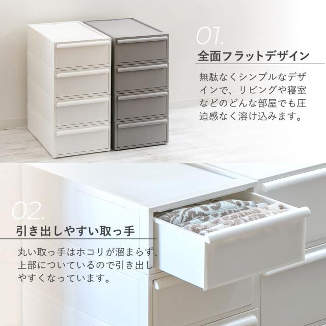 収納ケース 同色4個セット 引き出し S 幅32×奥行52×高さ16.1cm クローゼットシステム （ 収納 クローゼット 衣類収納 衣装ケース 積み重ね プラスチック 日本製 ）_6