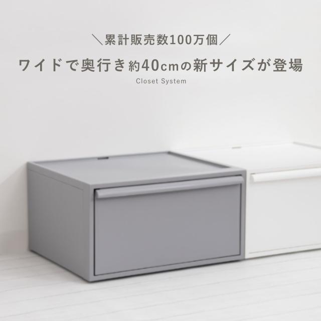 収納ケース 同色4個セット クローゼットシステム ワイド 引き出し M 幅45×奥行39.5×高さ24.7cm （ 収納 クローゼット 衣類収納 衣装ケース 積み重ね プラスチック 日本製 4個 ）_1