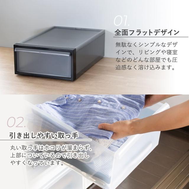 収納ケース 引き出しタイプ クローゼットシステム 高さ16.1cm 日本製 同色4個セット （ 収納 衣装ケース 収納ボックス クローゼット収納 プラスチック 押入れ収納 スタッキング 積み重ね プラスチック製 衣類ケース 引き出し ）_8