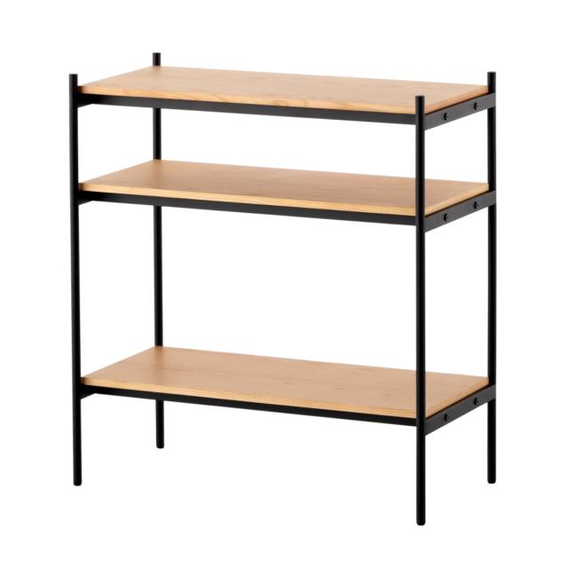オープンラック 82×40cm 3段 350-SLセット シェルビングシステム ライクイット （ ラック 収納ラック 棚 収納棚 木板 木天板 ウッドシェルフ シェルフ 収納 組み換え 追加 組み合わせ 家具 アジャスター 付き 見せる収納 ）