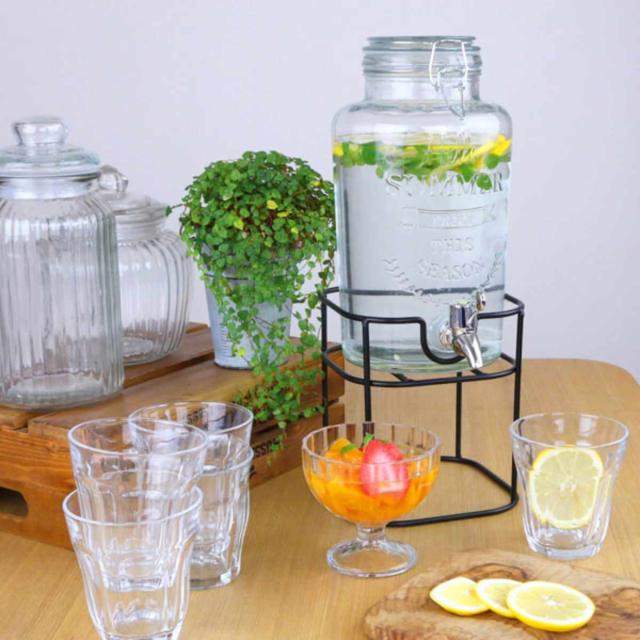 屋外ガラス飲料ディスペンサー、3リットルクリスタル飲料