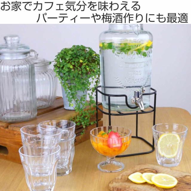 蓋付きガラス瓶 2個セット ドリンクサーバー3L スタンド付 ガラス 蛇口付き 2個セット