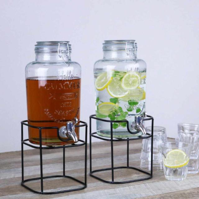 ドリンクサーバー3L スタンド付 ガラス 蛇口付き 2個セット （ 梅酒