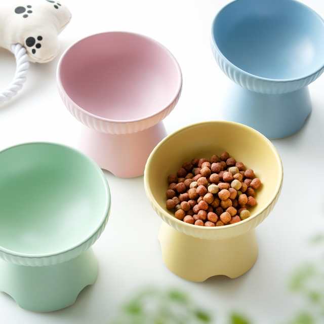 新品✨ペットボウル 猫 食器 フードボウル 陶器 スタンド 脚付 - 食器