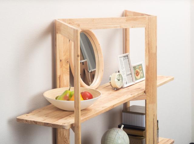 パーテーション風 ジグザグシェルフ 幅135cm ラバーウッド 無垢材 （ ジグザグ シェルフ オープンラック 天然木 NATURAL SIGNATURE 木製 シンプル 飾り棚 ラック 棚 間仕切り ）