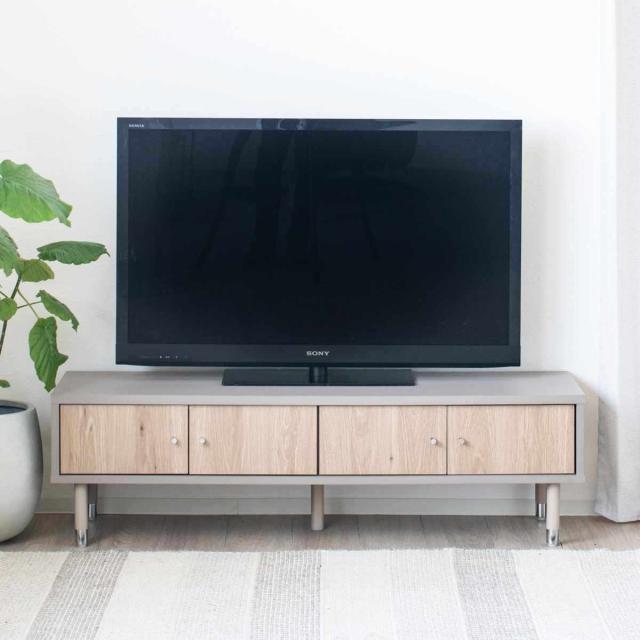 テレビ台 幅120cm 49インチ対応 ツートンカラー シルバー脚 （ 49型