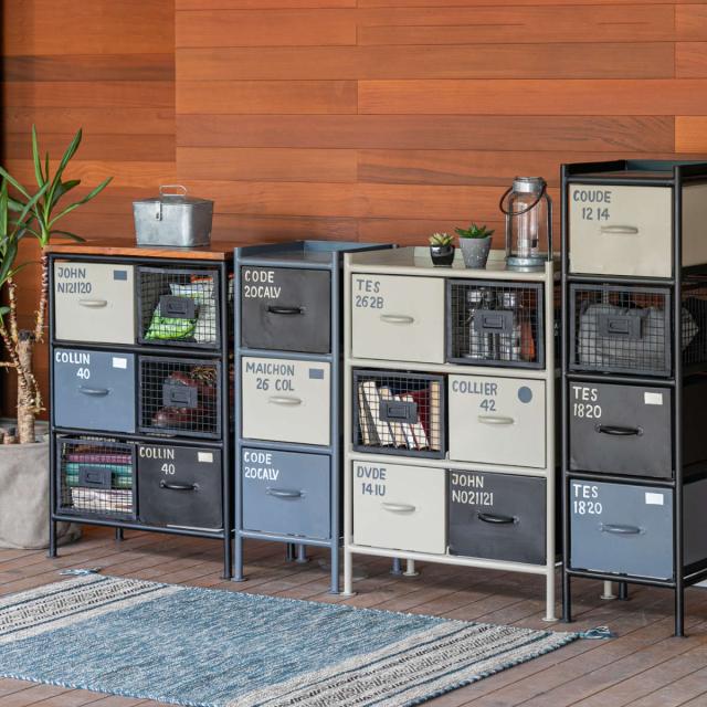 スチールチェスト 幅111糎 引き出し4杯 インダストリアル 為し遂げる品 （ 用だんす スチール写真 抽き出し 4杯 棚 仕合わせ 収納家具 黒いこと 薄墨色 ベージュ ）
