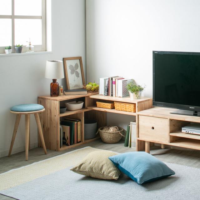 伸縮テレビボード 幅75〜130cm ラバーウッド 無垢材 （ テレビ台 テレビボード ラック 伸縮 天然木 NATURAL SIGNATURE 木製 シンプル AVボード 飾り棚 棚 コーナー L字 間仕切り 収納 ）_6