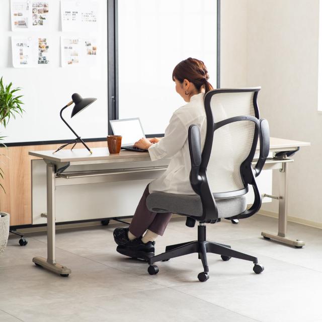 オフィスチェア メッシュ ハイバックタイプ 昇降式 座面高47〜56.5cm フェイト （ ワークチェア パソコンチェア 肘掛け デスクチェア ロッキング機能 座面 高さ調節 キャスター付き PCチェア チェア イス オフィス 仕事 勉強 ）_5