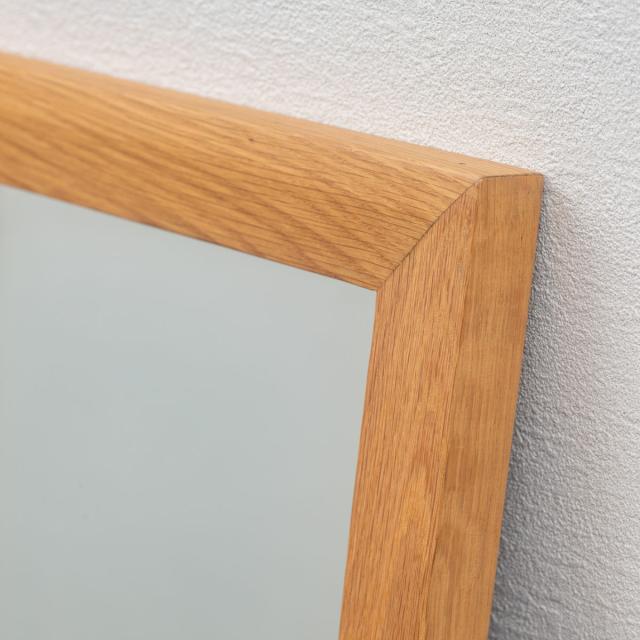 立てかけミラー 50×60cm フレア （ ミラー 鏡 ウォールミラー 立て掛け 天然木 木製フレーム 置き型 かがみ 玄関 四角 オーク無垢材 ナチュラル ）