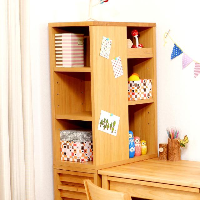 オープンラック 幅30cm シェルフ 学習机 トライA専用 （ ラック 棚 収納 木製 天然木 本棚 デスク横 スリム 木製ラック コンパクト マグネット対応 完成品 デスクサイドラック 整理 整頓 ウッドラック 学習教材 3方向 出し入れ ）