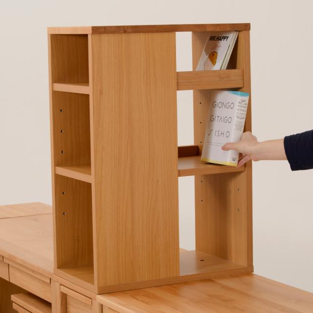 オープンラック 幅30cm シェルフ 学習机 トライA専用 （ ラック 棚 収納 木製 天然木 本棚 デスク横 スリム 木製ラック コンパクト マグネット対応 完成品 デスクサイドラック 整理 整頓 ウッドラック 学習教材 3方向 出し入れ ）_8