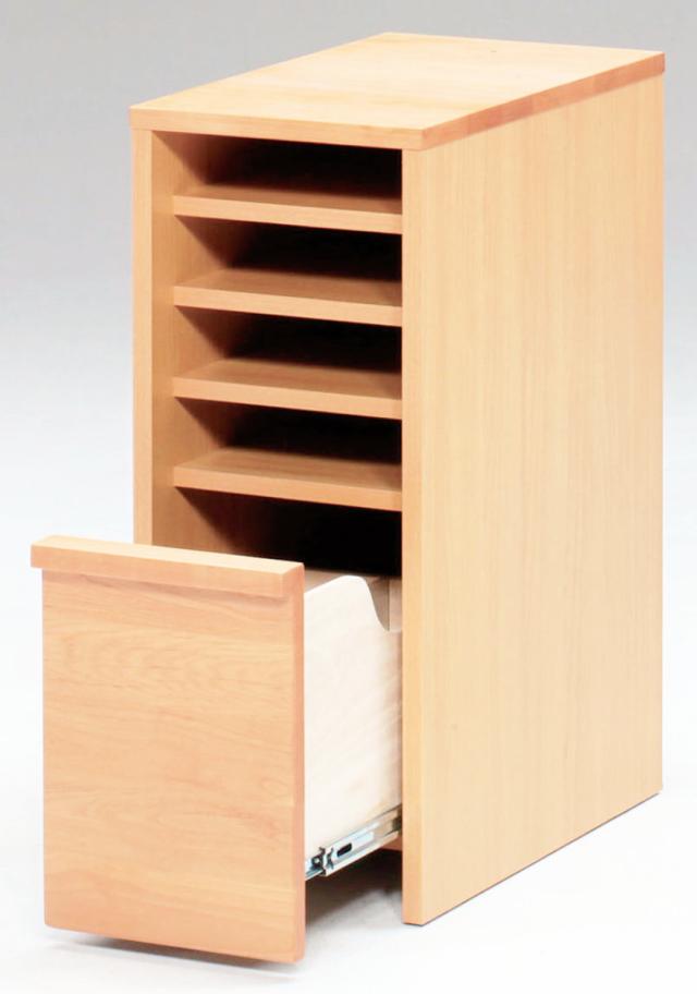 チェスト 幅30cm 学習机 トライA専用 （ サイドチェスト デスク横 引き出し 5段 トレー 収納 木製 天然木 リビング スリム コンパクト 完成品 整理 整頓 学習教材 デスク サイド スリムチェスト おしゃれ デスクワゴン ）_12
