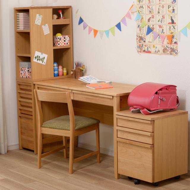 チェスト 幅30cm 学習机 トライA専用 （ サイドチェスト デスク横 引き出し 5段 トレー 収納 木製 天然木 リビング スリム コンパクト 完成品 整理 整頓 学習教材 デスク サイド スリムチェスト おしゃれ デスクワゴン ）_3