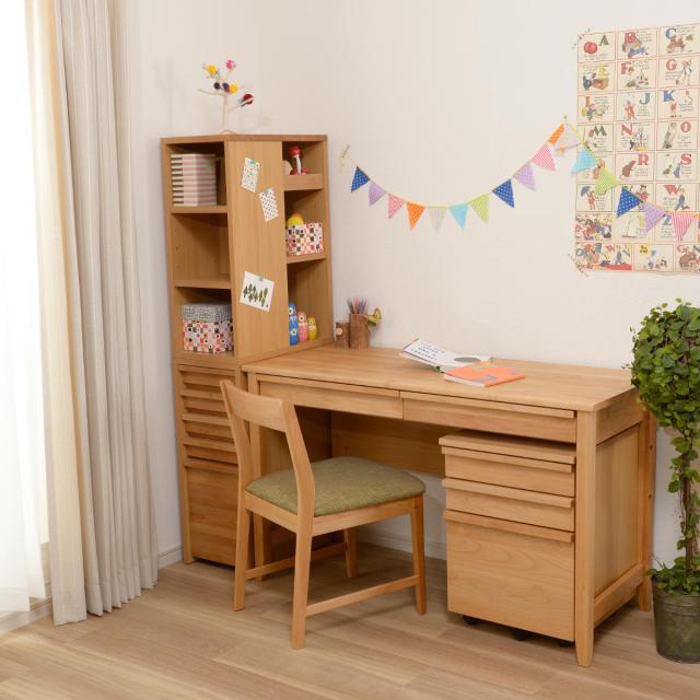 チェスト 幅30cm 学習机 トライA専用 （ サイドチェスト デスク横 引き出し 5段 トレー 収納 木製 天然木 リビング スリム コンパクト 完成品 整理 整頓 学習教材 デスク サイド スリムチェスト おしゃれ デスクワゴン ）_4