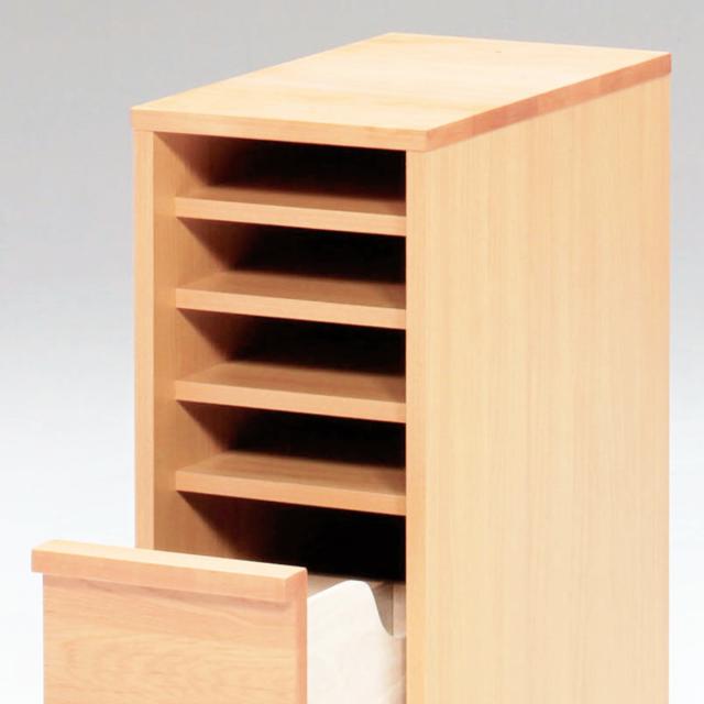チェスト 幅30cm 学習机 トライA専用 （ サイドチェスト デスク横 引き出し 5段 トレー 収納 木製 天然木 リビング スリム コンパクト 完成品 整理 整頓 学習教材 デスク サイド スリムチェスト おしゃれ デスクワゴン ）_6