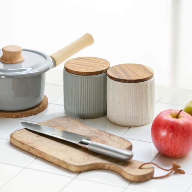 保存容器 LOLO ロロ 420ml 陶器 丸型 木蓋付き SALIU （ サリュウ